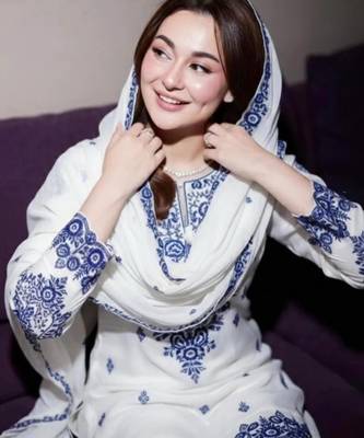 blue embroidered rayon kurta set 2
