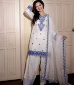 blue embroidered rayon kurta set