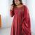 red silk blend anarkali kurta set