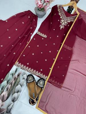 maroon georgette kurta set 2