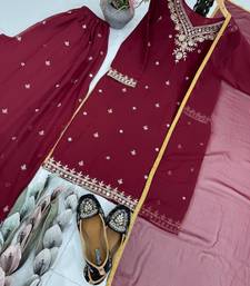 maroon georgette kurta set
