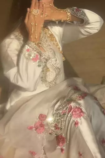 luxe pearl white satin patiala suit set 