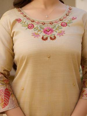 beige cotton silk kurta set 3