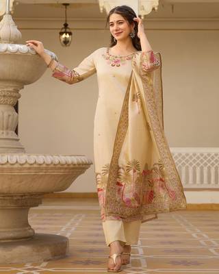 beige cotton silk kurta set 4