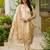 beige cotton silk embroidered kurta set