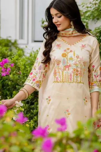beige festive kurta  set