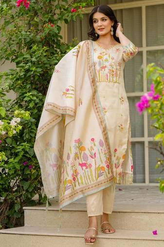 beige festive kurta  set