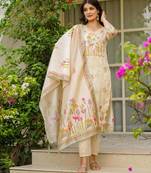 beige festive kurta  set