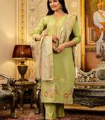 light green silk blend embroidered kurta 