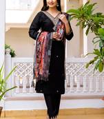 elegant black cotton silk kurta set