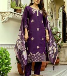  purple silk blend kurta set