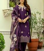  purple silk blend kurta set