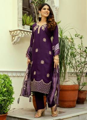  purple silk blend kurta set 3