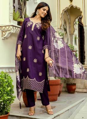  purple silk blend kurta set 4