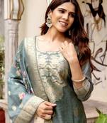 grey floral printed kurta set