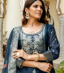 blue floral printed kurta set