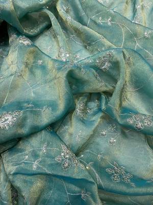 Sky Color  jari dori with Sequins Embroidery Work art silk saree 3