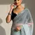 Sky Blue Color Beads and Sequins with Malti Thread Work  Georgette Saree