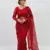 Red Color Jaal Work,Sequins with Beads Work Butterfly Net Saree
