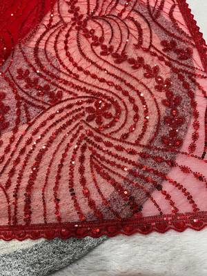 Red Color Jaal Work,Sequins with Beads Work Butterfly Net Saree 4