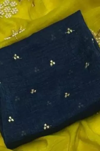 Light lavender Color Embroidery& Moti Work Scalloped Cut work Border art silk saree