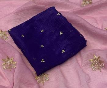 Pink Color Embroidery& Moti Work Scalloped Cut work Border art silk saree 3