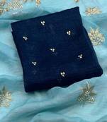 Sky Blue Color Embroidery& Moti Work Scalloped Cut work Border Silk Saree