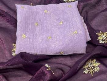 Wine Color Embroidery& Moti Work Scalloped Cut work Border art silk saree 3