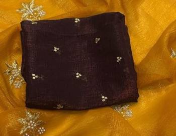 yellow Color Embroidery& Moti Work Scalloped Cut work Border art silk saree 3