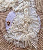 White Color Viscos Thread Work Border Georgette Silk Saree