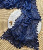 Navy Blue Color Viscos Thread Work Border Georgette Silk Saree