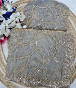 Grey Color Sequins and beeds work Silk Saree