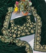 Green Color Sequins with Jari Dori Embroidery Work Velvet Saree