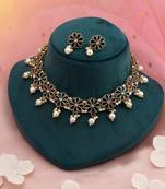 Maroon & green color meenakari necklace set