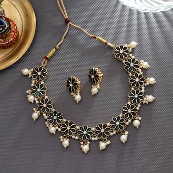 Maroon & green color meenakari necklace set 2