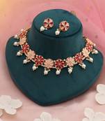 Rani & peach color meenakari necklace set