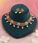 Rani & pista green color meenakari necklace set