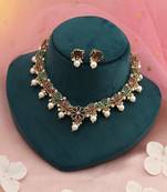Maroon & green color meenakari necklace set
