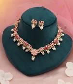 Rani & peach color meenakari necklace set