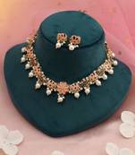 Peach & purple color meenakari necklace set