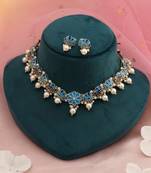 Firozi & blue color meenakari necklace set