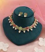 Rani & pista green color meenakari necklace set