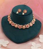 Rani & peach color meenakari necklace set