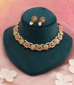 Rani & pista green color meenakari necklace set