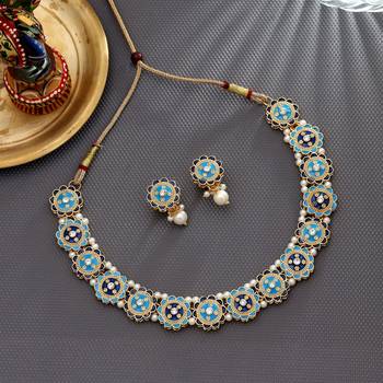 Firozi & blue color meenakari necklace set 2