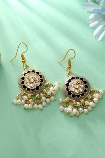 Grey color meenakari earrings