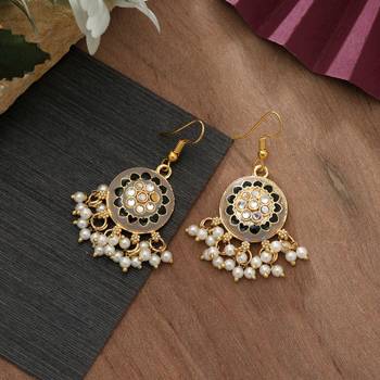 Grey color meenakari earrings 2