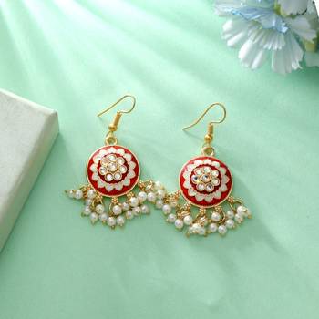 Red color meenakari earrings 1