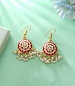 Red color meenakari earrings