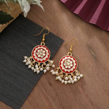 Red color meenakari earrings 2